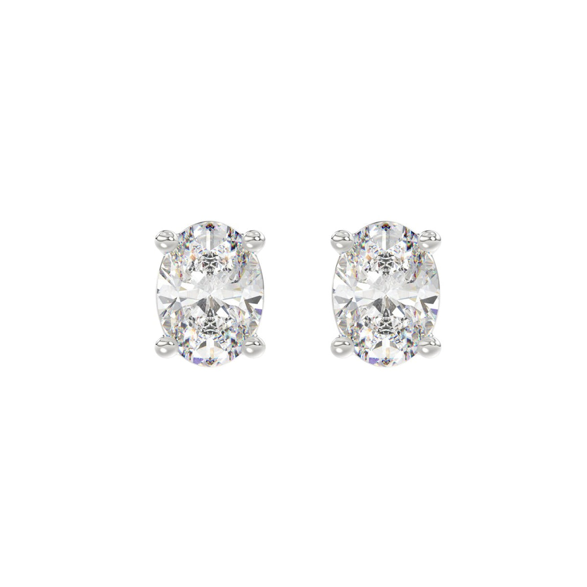 LADIES SOLITAIRE EARRINGS 3CT OVAL DIAMOND 14K WHITE GOLD (CENTER STONE OVAL DIAMOND 1 1/2CT )