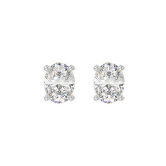 LADIES SOLITAIRE EARRINGS 3CT OVAL DIAMOND 14K WHITE GOLD (CENTER STONE OVAL DIAMOND 1 1/2CT )
