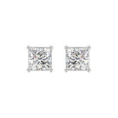 LADIES SOLITAIRE EARRINGS 3CT PRINCESS DIAMOND 14K WHITE GOLD