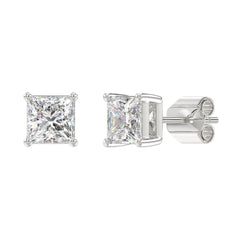 LADIES SOLITAIRE EARRINGS 3CT PRINCESS DIAMOND 14K WHITE GOLD