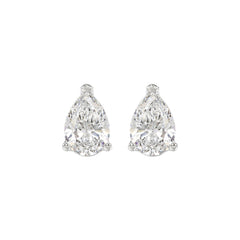 LADIES SOLITAIRE EARRINGS 3CT PEAR DIAMOND 14K WHITE GOLD