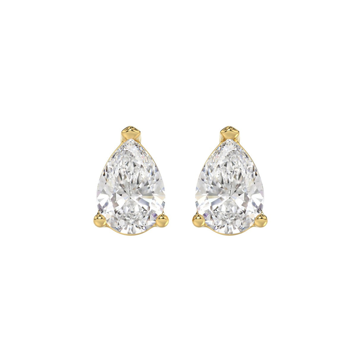 LADIES SOLITAIRE EARRINGS 3CT PEAR DIAMOND 14K YELLOW GOLD