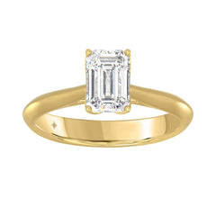 LADIES SOLITAIRE RING 1 1/2CT EMERALD DIAMOND 14K YELLOW GOLD
