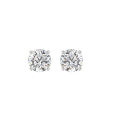 LADIES SOLITAIRE EARRINGS 2CT ROUND DIAMOND 14K WHITE GOLD