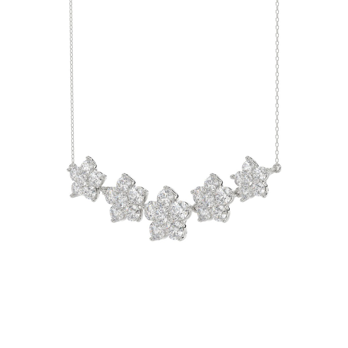 14K WHITE GOLD 2 3/4CT ROUND DIAMOND LADIES NECKLACE