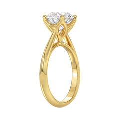 LADIES SOLITAIRE RING 3CT ROUND DIAMOND 14K YELLOW GOLD