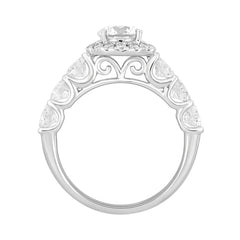 14K WHITE GOLD 2 3/4CT ROUND DIAMOND LADIES RING (CENTER STONE ROUND DIAMOND 1CT )