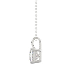 LADIES SOLITAIRE PENDANT WITH CHAIN 3CT PRINCESS DIAMOND 14K WHITE GOLD