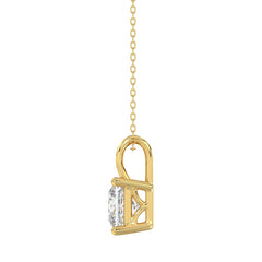 LADIES SOLITAIRE PENDANT WITH CHAIN 3CT PRINCESS DIAMOND 14K YELLOW GOLD