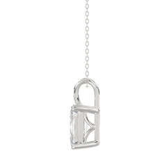 LADIES SOLITAIRE PENDANT WITH CHAIN 3CT EMERALD DIAMOND 14K WHITE GOLD