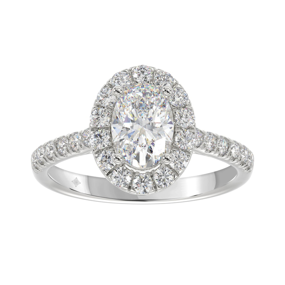 LADIES RING 1 1/2CT ROUND/OVAL DIAMOND 14K WHITE GOLD (CENTER STONE OVAL DIAMOND 1CT)