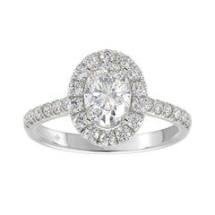 LADIES RING 1 1/2CT ROUND/OVAL DIAMOND 14K WHITE GOLD (CENTER STONE OVAL DIAMOND 1CT)