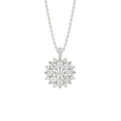 LADIES PENDANT WITH CHAIN 1CT ROUND/MARQUISE DIAMOND 14K WHITE GOLD