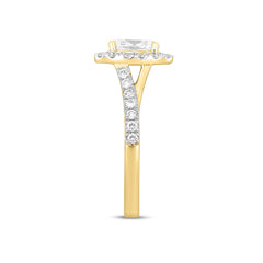 LADIES RING 1 1/2CT ROUND/OVAL DIAMOND 14K YELLOW GOLD (CENTER STONE OVAL DIAMOND 1CT)