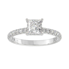 LADIES RING 1 1/2CT ROUND/PRINCESS DIAMOND 14K WHITE GOLD (CENTER STONE PRINCESS DIAMOND 1CT)