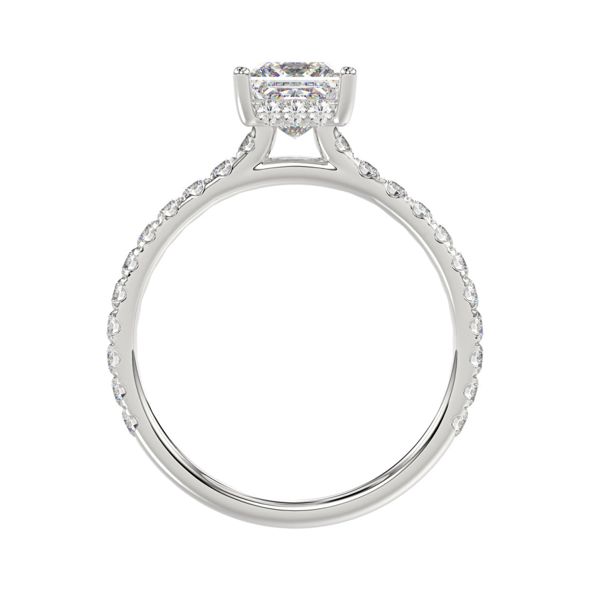 LADIES RING 1 1/2CT ROUND/PRINCESS DIAMOND 14K WHITE GOLD (CENTER STONE PRINCESS DIAMOND 1CT)
