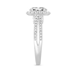 LADIES RING 1 1/2CT ROUND/OVAL DIAMOND 14K WHITE GOLD (CENTER STONE OVAL DIAMOND 1CT)