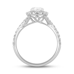 14K WHITE GOLD 1 3/4CT ROUND/PEAR DIAMOND LADIES RING (CENTER STONE PEAR DIAMOND 1.00CT)