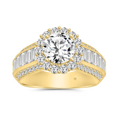 LADIES RING 3 3/4CT ROUND/BAGUETTE DIAMOND 14K YELLOW GOLD (CENTER STONE ROUND DIAMOND 1 1/2CT )
