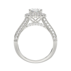 LADIES RING 3 3/4CT ROUND/OVAL/EMERALD DIAMOND 14K WHITE GOLD (CENTER STONE OVAL DIAMOND 1 1/2CT )