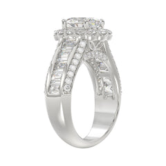 LADIES RING 3 3/4CT ROUND/OVAL/EMERALD DIAMOND 14K WHITE GOLD (CENTER STONE OVAL DIAMOND 1 1/2CT )