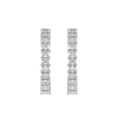 LADIES HOOP EARRINGS 2CT PRINCESS DIAMOND 14K WHITE GOLD