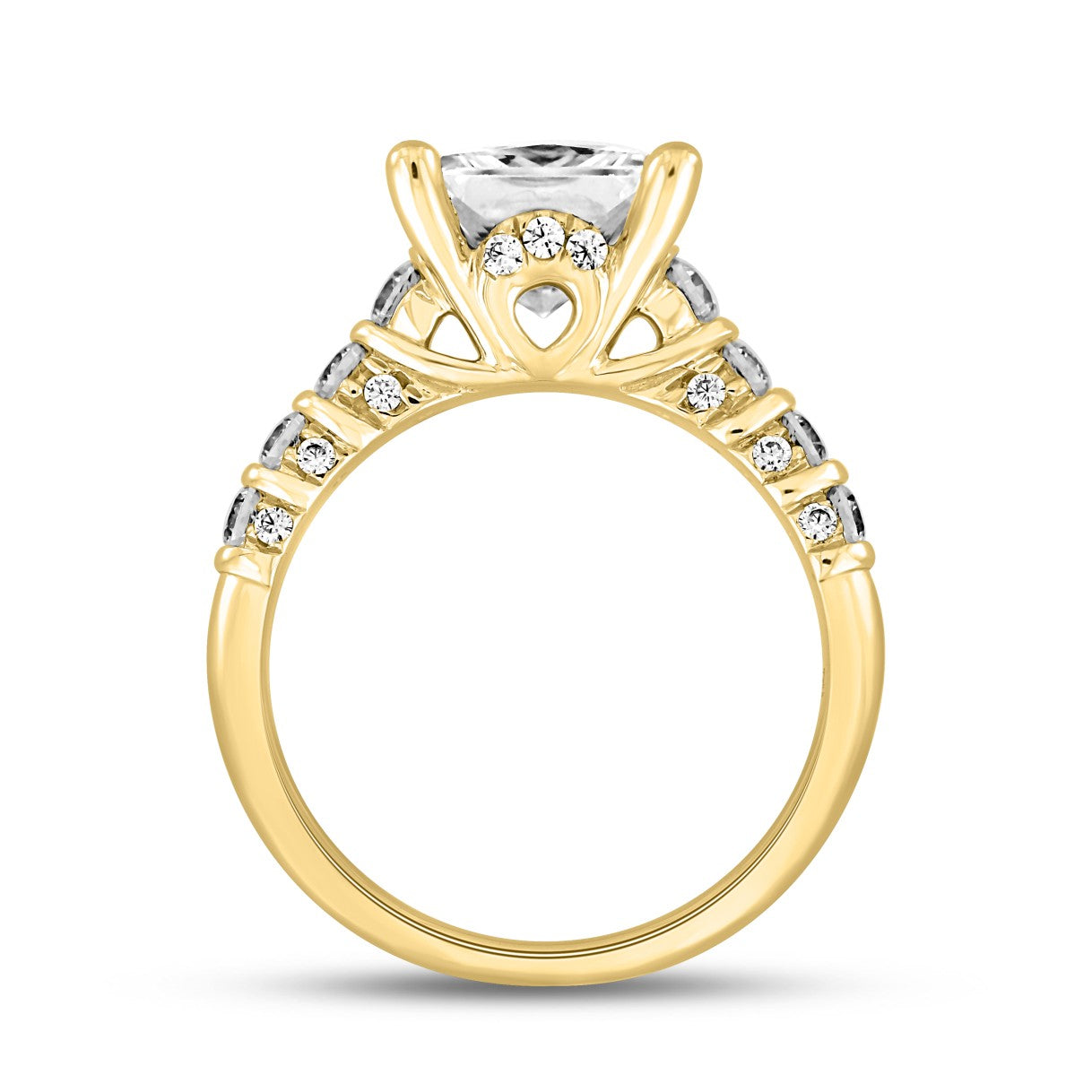 LADIES RINGS 2 1/2CT ROUND/PRINCESS DIAMOND 14K YELLOW GOLD (CENTER STONE PRINCESS DIAMOND 2.00CT)