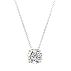 14K WHITE GOLD 1.00CT ROUND DIAMOND LADIES SOLITAIRE PENDANT WITH UNDER-PASS CHAIN (CENTER STONE ROUND DIAMOND 1CT)
