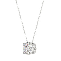 14K WHITE GOLD 1.00CT ROUND DIAMOND LADIES SOLITAIRE PENDANT WITH UNDER-PASS CHAIN (CENTER STONE ROUND DIAMOND 1CT)