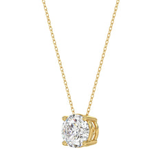 14K YELLOW GOLD 1.00CT ROUND DIAMOND LADIES SOLITAIRE PENDANT WITH UNDER-PASS CHAIN (CENTER STONE ROUND DIAMOND 1CT)