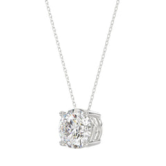 LADIES SOLITAIRE PENDANT WITH UNDER-PASS CHAIN 2.00CT ROUND DIAMOND 14K WHITE GOLD