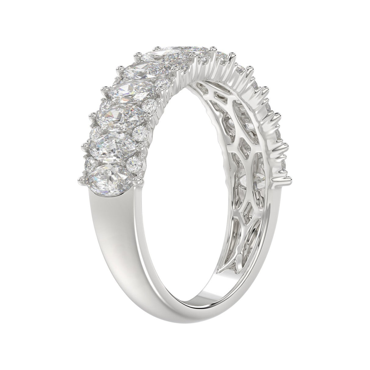 14K WHITE GOLD 1 1/2CT ROUND/MARQUISE DIAMOND LADIES BAND