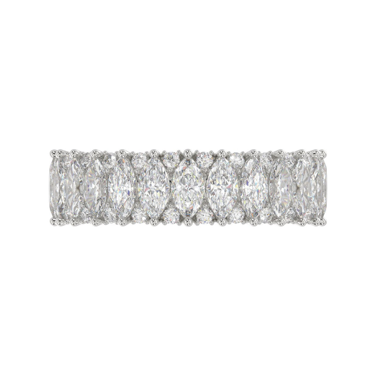 14K WHITE GOLD 1 1/2CT ROUND/MARQUISE DIAMOND LADIES BAND