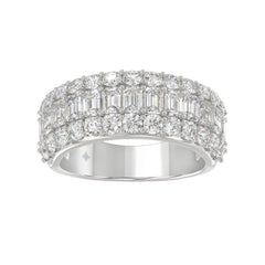14K WHITE GOLD 2 1/2CT ROUND/EMERALD DIAMOND LADIES BAND