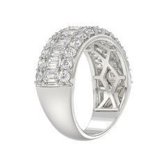 14K WHITE GOLD 2 1/2CT ROUND/EMERALD DIAMOND LADIES BAND
