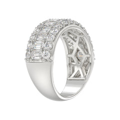 14K WHITE GOLD 2 1/2CT ROUND/EMERALD DIAMOND LADIES BAND