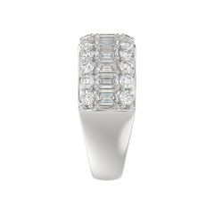 14K WHITE GOLD 2 1/2CT ROUND/EMERALD DIAMOND LADIES BAND