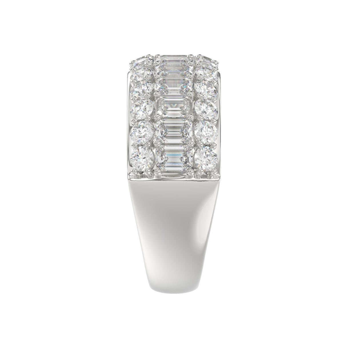 14K WHITE GOLD 2 1/2CT ROUND/EMERALD DIAMOND LADIES BAND