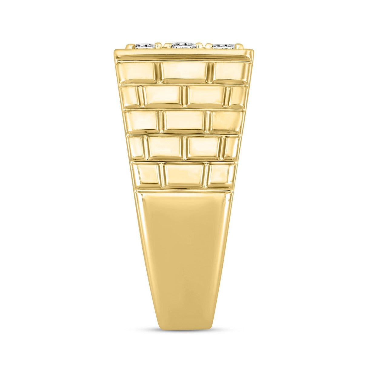 MENS RING 1 1/2CT ROUND DIAMOND 14K YELLOW GOLD 
