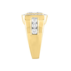 MEN'S RING 3CT ROUND DIAMOND 14K YELLOW GOLD