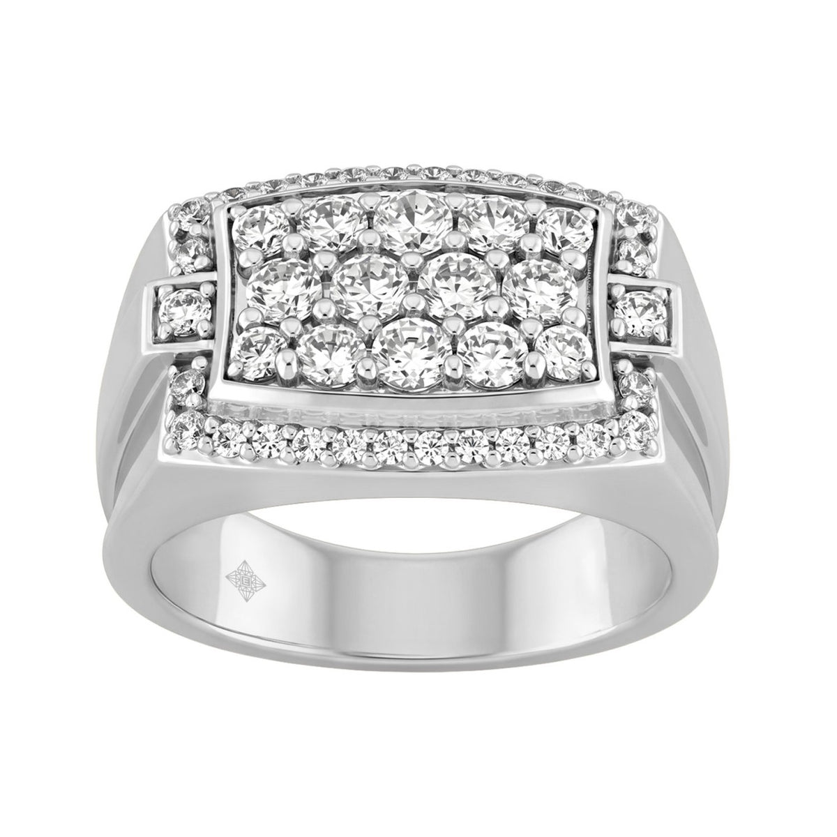 MEN'S RING 1 1/2CT ROUND DIAMOND 14K WHITE GOLD