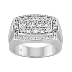 MEN'S RING 1 1/2CT ROUND DIAMOND 14K WHITE GOLD