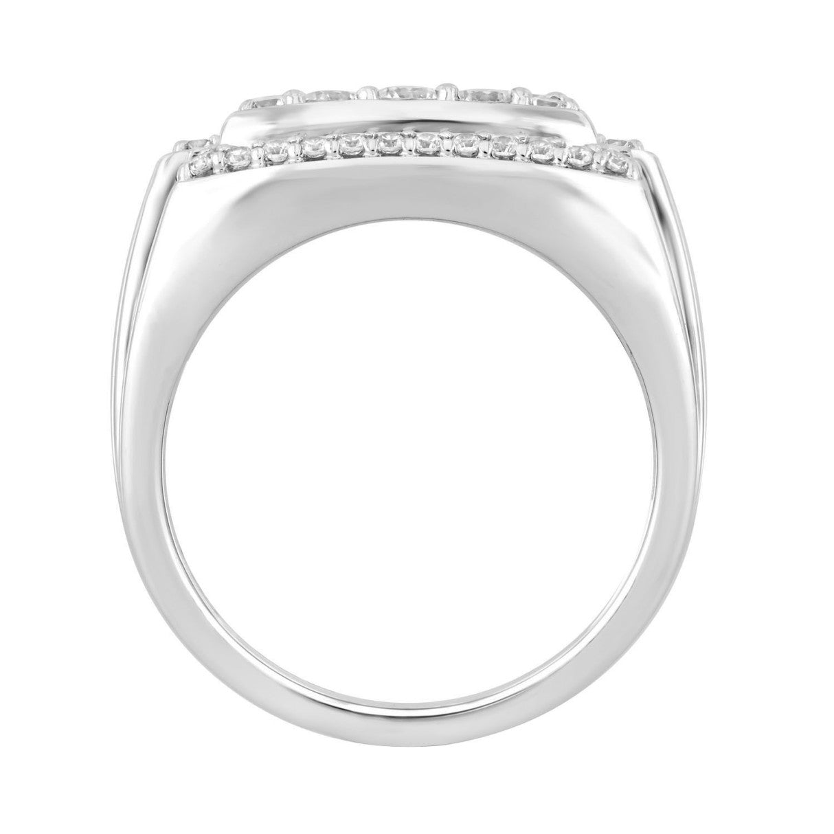 MEN'S RING 1 1/2CT ROUND DIAMOND 14K WHITE GOLD