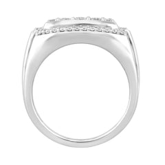 MEN'S RING 1 1/2CT ROUND DIAMOND 14K WHITE GOLD