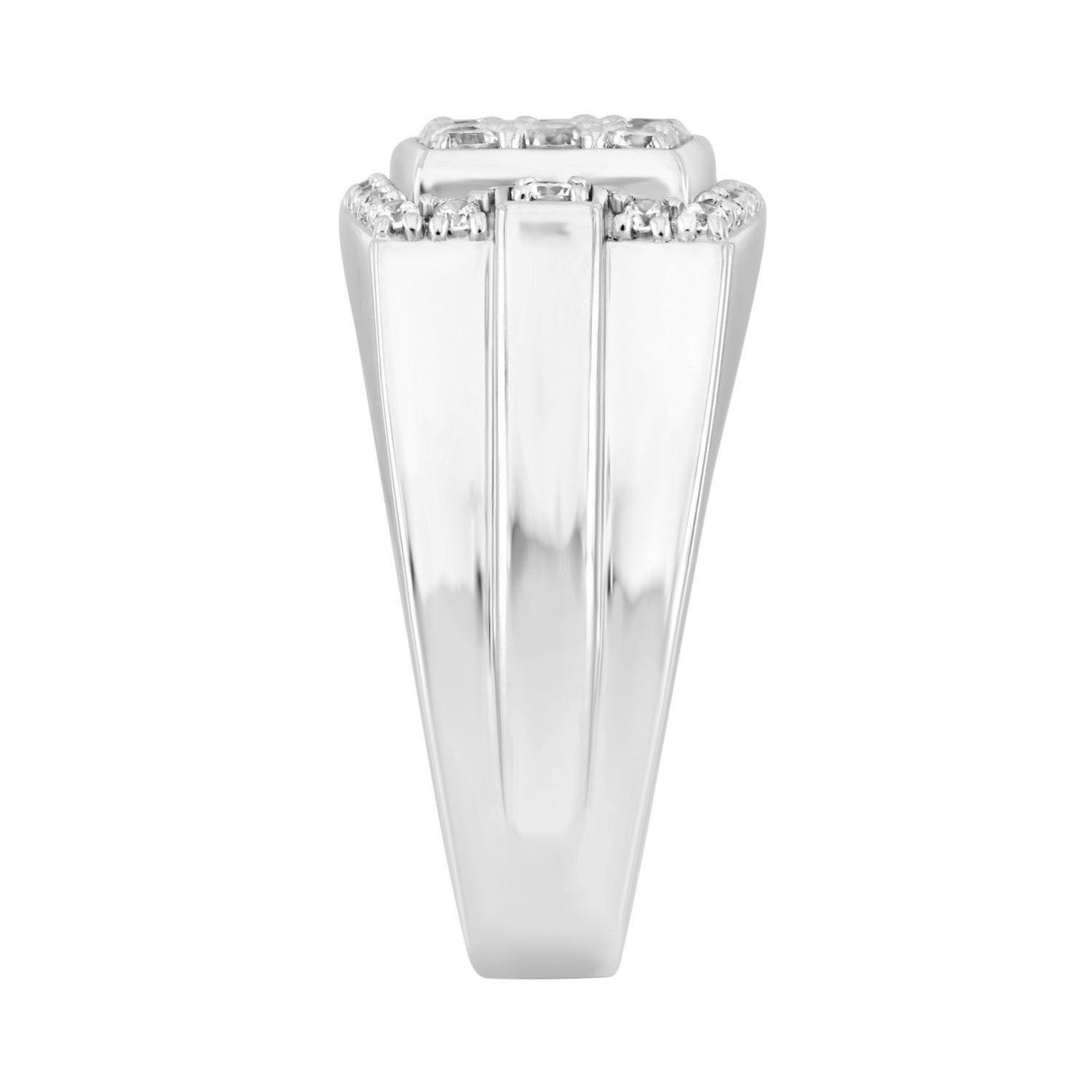 MEN'S RING 1 1/2CT ROUND DIAMOND 14K WHITE GOLD