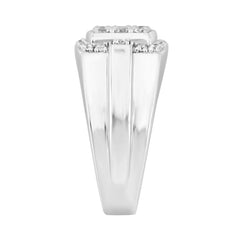 MEN'S RING 1 1/2CT ROUND DIAMOND 14K WHITE GOLD