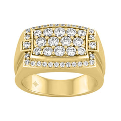 MEN'S RING 1 1/2CT ROUND DIAMOND 14K YELLOW GOLD
