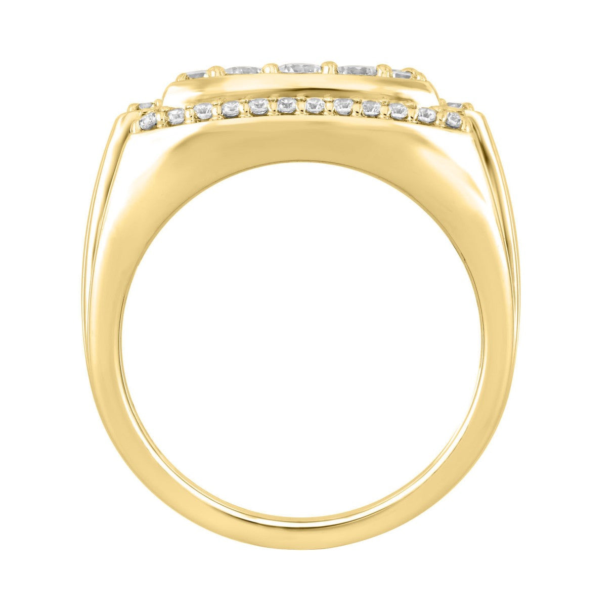 MEN'S RING 1 1/2CT ROUND DIAMOND 14K YELLOW GOLD