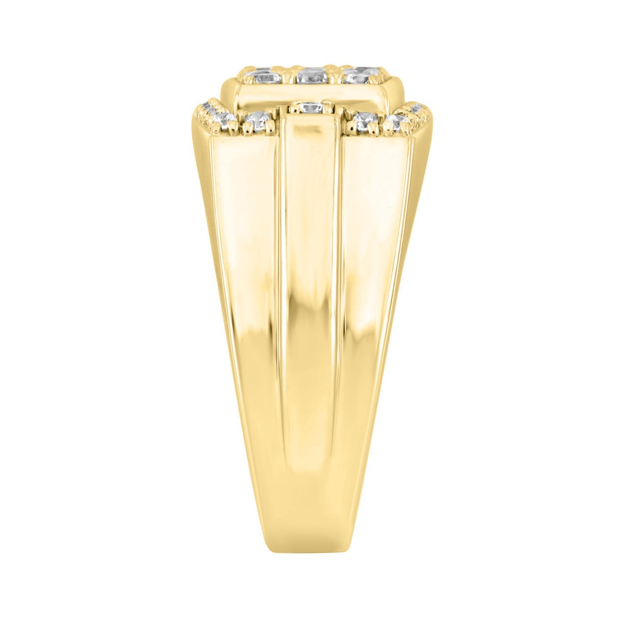 MEN'S RING 1 1/2CT ROUND DIAMOND 14K YELLOW GOLD