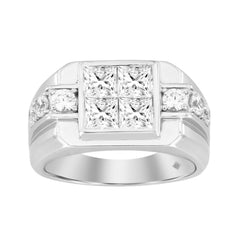 MEN'S RING 2 3/4CT ROUND/PRINCESS DIAMOND 14K WHITE GOLD